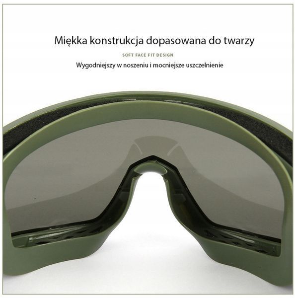 Окуляри тактичні маска зі змінними лінзами GoogleTac Чорний GoogleTacBK фото