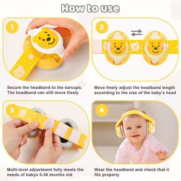 Дитячі протишумні навушники Baby Earmuffs навушники для дітей до 36 місяців, колір: Жовтий BERMYER фото