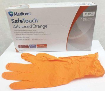 Перчатки нитриловые SafeTouch Advanced Orange(100шт/уп) оранжевый,XS 1117 фото