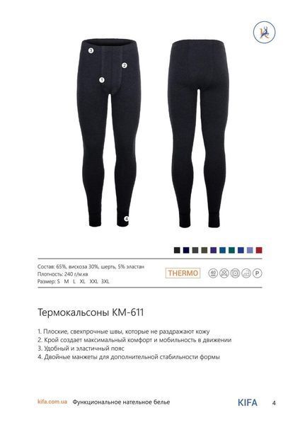 Термокальсоны мужские черные Шерсть Wool Comfort S КМ-611 фото