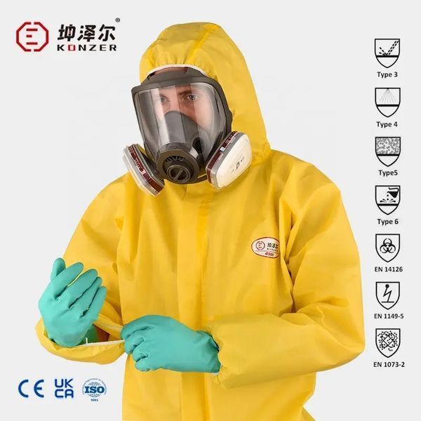 Комбінезон хімічного захисту Konzer Safety K4000 колір: Жовтий, розмір: S K400YERM фото