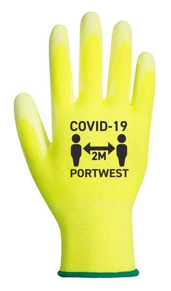 Перчатки Covid-19 c ПУ покрытием ладони Portwest CV20 Желтый/Белый M CV20YERM фото