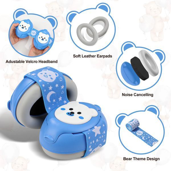 Дитячі протишумні навушники Baby Earmuffs навушники для дітей до 36 місяців, колір: Блакитний BERMBLU фото