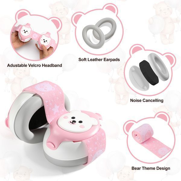 Дитячі протишумні навушники Baby Earmuffs навушники для дітей до 36 місяців, колір: Рожевий BERMPINK фото