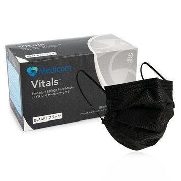 Маска защитная Medicom Safe + Mask Premier Standart с ушными петлями, черная (50 шт) medicomsafemaskbkr фото