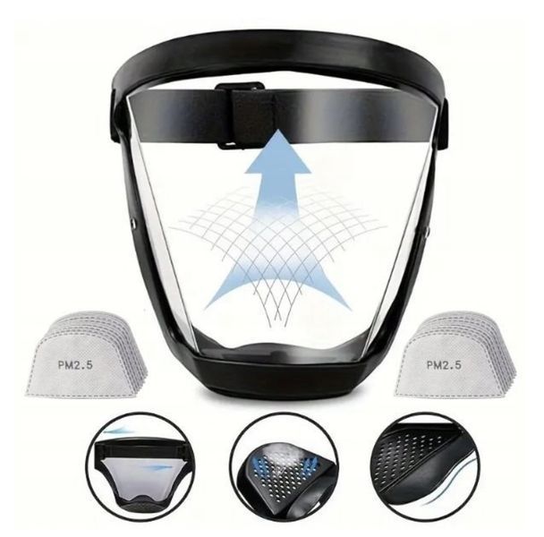 Маска щиток пылезащитный для лица Face Shield SS90BKR фото