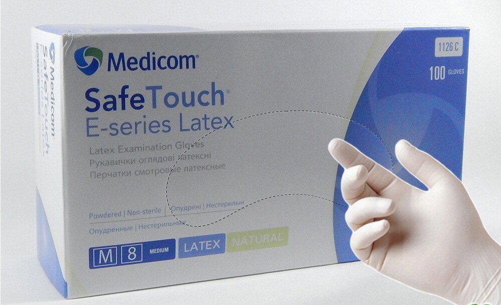Заказывайте Латексные перчатки Medicom E-Series опудренные (100шт ...